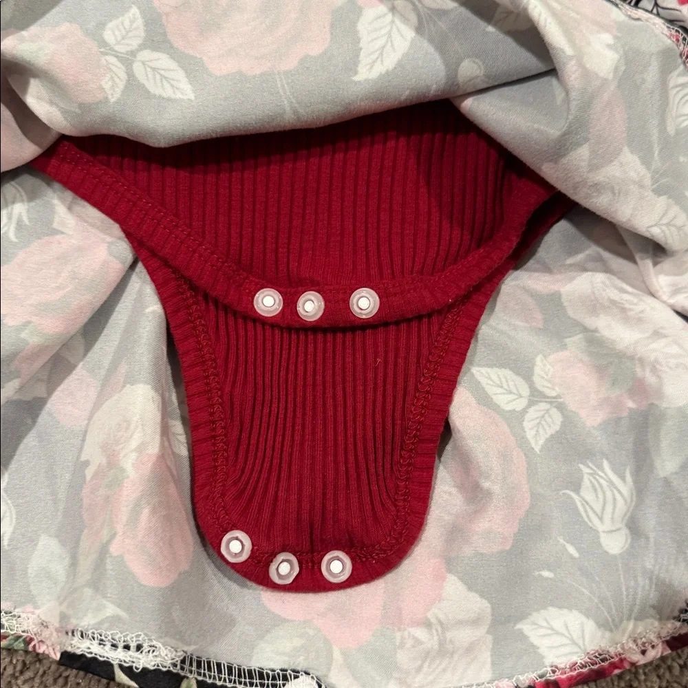 Red Floral Print Dress SIZE 3-6 Months